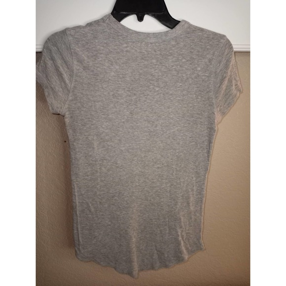 Zara Basic Gray Ribbed Tee - Womens Small - Picture 2 of 2